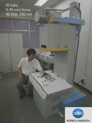 Figure 6: Device for early diagnosis of rheumatoid arthritis with an X-ray Talbot-Lau interferometer (Saitama Medical School).